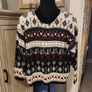 SEPARATE ISSUE Vintage Y2K Drop Shoulder Heart Print Acrylic Sweater Size Large